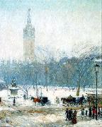 Childe Hassam Snowstorm, Madison Square oil painting artist